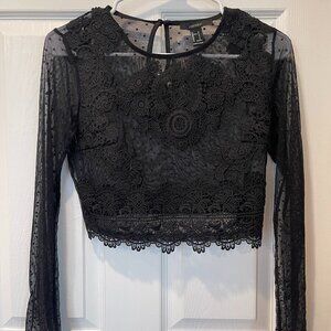 Forever 21 Sheer Lace and Mesh Top